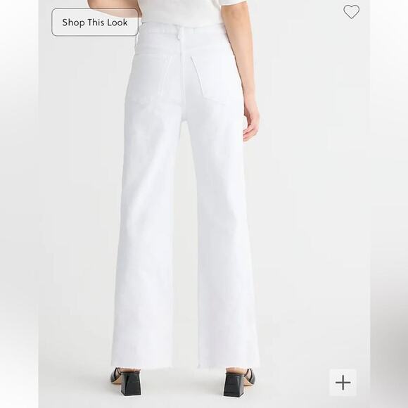 J. Crew Slim Wide-Leg High Rise Raw Hem Jeans in White Wash‎ Sz 32 NEW - Picture 2 of 15